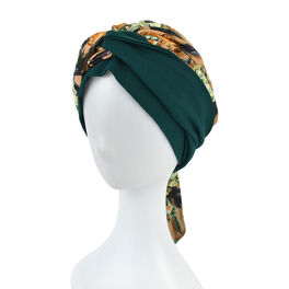 Turbante reversible beige con flores LEAH # BM13/BM387